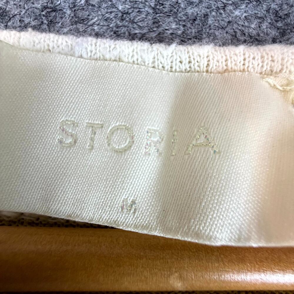 Storia Knit Top Womens Medium White Yellow Coastal Scandi Natural French Girl - Picture 3 of 7